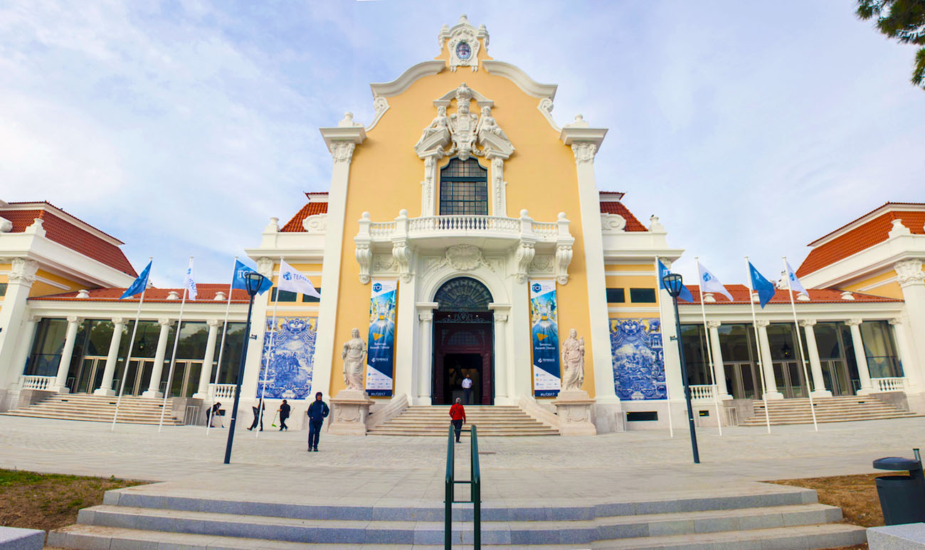 Carlos Lopes Pavilion facade in Lisbon